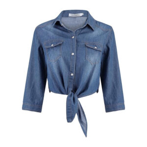 Denim Jean Top Jacket Sleeve Crop Women
