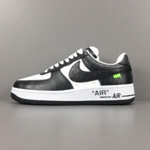 [GOD Version: Air Force Collaboration] Black and White LV Collaboration LOUlS VUlTTON X Nike Air Force 1 Low Casual Shoes, Unisex Style