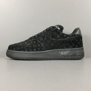 [GOD Version: Air Force Collaboration] All-black LV collaboration with LOUIS VUITTON x Nike Air Force 1 Low casual sneakers, available in both men’s and women’s styles