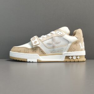 [Store Exclusive: LV Brand] Beige Louis Vuitton Trainer Low-Top Elastic Lacing Fashion Sneakers
