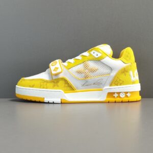 [Store Exclusive: LV Brand] White/Yellow Louis Vuitton Louis Vuitton Trainer Low-Top Elastic Lacing Fashion Sneakers