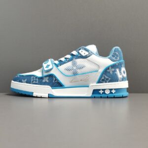 [Store Exclusive: LV Brand] Blue and White Louis Vuitton Louis Vuitton Trainer Low-Top Elastic Lacing Fashion Sneakers
