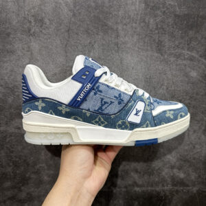 [Top Value Edition] LV Trainer in full blue denim. Double-layer aircraft gift box with high-end quality.