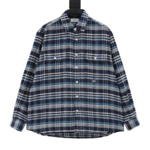 Celine CE Arc de Triomphe blue plaid jacket coat