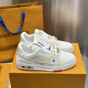 Louis Vuitton LV Trainer Limited Edition Color Scheme – Cruise Ship Exclusive. The color scheme is stunning. This innovative design aesthetic redefines the colors of street luxury