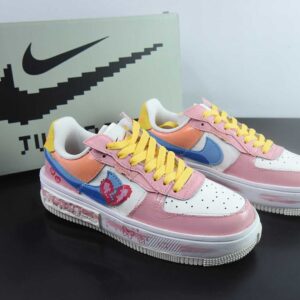 Nike Air Force 1 Fontanka "Pixel Sweetheart" hand-painted graffiti; pixel sweetheart custom AF1 sneakers.