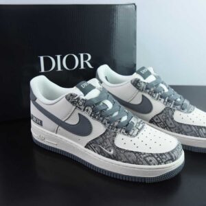 Nike Air Force 1'07 Low Dior collaboration grey pattern woven fabric Air Force One low-top casual plank shoes