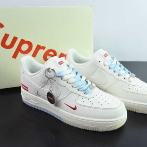 Nike Air Force 1'07 Low Supreme collab dual-tone beige and blue casual low-top shoes