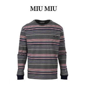 MIU MIU Mm Color Block Striped Long Sleeve T-shirt