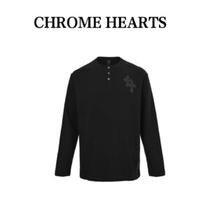 Chrome Hearts 25Fw cross leather logo waffle long sleeve shirt