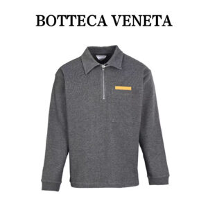 BOTTEGA VENETA BV polo shirt with half zip and plain color woven pocket