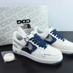 Nk Air Force 1'07 Low; North Face Collaboration; Light Blue Diamond Air Force One Low-Top Casual Sne