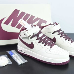 Nk Air Force 1'07 Mid Wine red color matching Air Force One mid-calf casual shoes