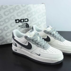 Nike Air Force 1 AF1 Low White Grey Custom Edition North Face Print