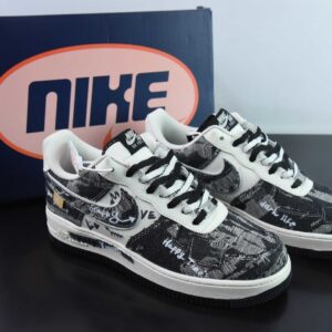 Nike Air Force 1 Low “Black Jeans” “Graffiti Black Denim” Air Force One Low-Top Casual Sne