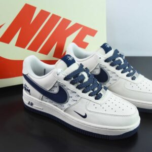 Nk Air Force 1'07 Low Stussy collab-navy blue and off-white  low-top casual plims
