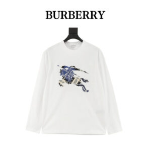 Burberry classic plaid war horse toothbrush velvet embroidered long-sleeved T-shirt