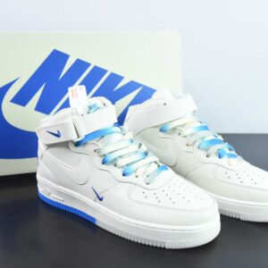 Nk Air Force 1'07 Mid White Blue Dallas Mavericks City Exclusive Air Force One Mid-Top Sneakers for Sports and Casual