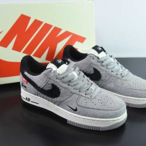 Stussy x Nike Air Force 1´07 Low"Stussy" classic low-top versatile casual sports plimsoll "Supreme collaboration long pile-black Stussy embroidery"