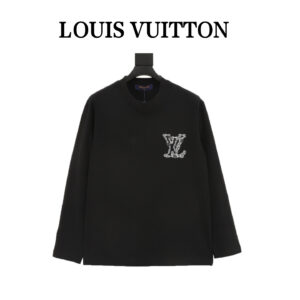 Louis Vuitton embroidered long-sleeved T-shirt with lock chain