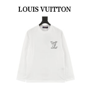 Louis Vuitton embroidered long-sleeved T-shirt with lock chain