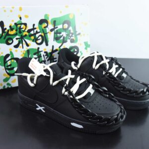 Nike Air Force 1 Low 07 Chain Black Knight Rope Tie