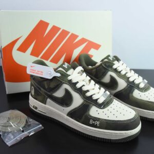Nike Air Force 1 Low 07 x BAPE Military Green Camo Air Force One Low-Top Casual Sneakers