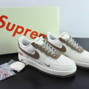 Nk Air Force 1'07 Low Stone Island Supreme collab-beige brown tick Air Force One low-top casual plims