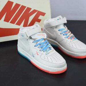 NK Air Force 1 Mid '07 "Miami" Mid-Top Casual Shoes in Orange and Blue
