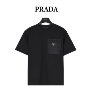 Prada triangle short-sleeved top with zipper pocket on chest