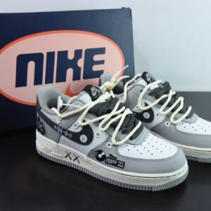 Nk Air Force 1 Low "Vinyl" Black; Air Force One Low-Top Casual Sneaker with Lace-