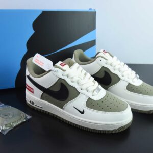 Nk Air Force 1'07 Low Supreme collaboration - Military green low-top casual skateboard shoes