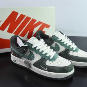 Nike Air Force 1 AF1 Low White Green Gucci Print Custom Edition