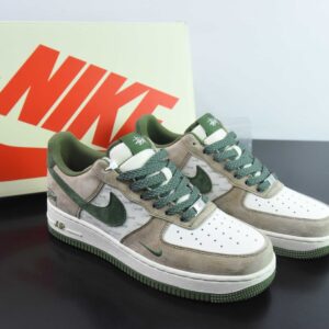 Nike Air Force 1 AF1 Low White Grey Green Stussy Print Embroidery Custom Edition