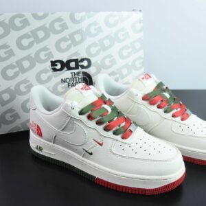 Nike Air Force 1 AF1 Low White Red Green North Face Print Custom Edition