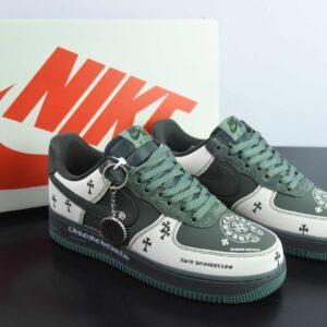 Air Force One/Low Top Grey-Green Cropped Heart Print Custom Edition