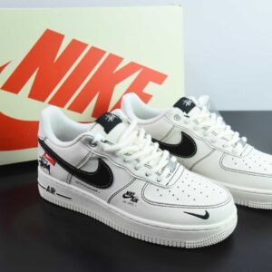 Air Force One/Low Top White and Black Stussy Embroidery Custom Edition
