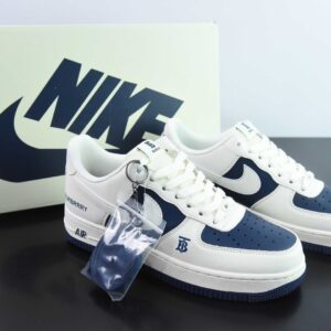 Nk Air Force 1'07 Low Burberry Collab-Pale Blue and Navy Blue Patchwork Low-Top Casual Sne