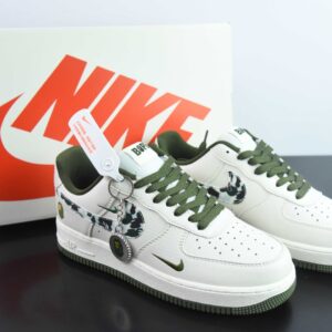 Nk Air Force 1'07 Low Bape Collaboration - White Camo Swoosh Low Top Casual Sneakers