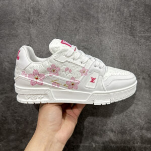 LV Trainer series of high-end luxury sneakers by Takashi Murakami featuring the Sakura Collection collaboration.