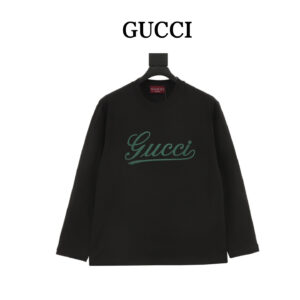 Gucci embroidered long-sleeved T-shirt with cursive slogan