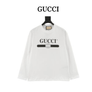 Gucci classic pure color belt printed long sleeve T-shirt