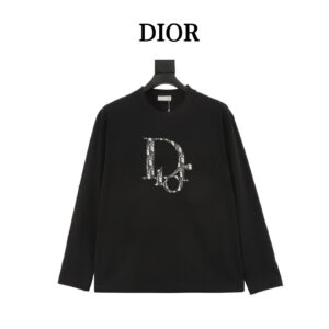 Dior Classic 3D Embroidered Print Long Sleeve T-shirt