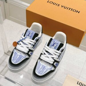 Top-tier reseller, authentic version. Luji Trainer series, retro basketball sneaker/board shoes! LV TARINE Louis Vuitton L-brand Couple’s Model Casual/Sport Shoes/Skate Shoes